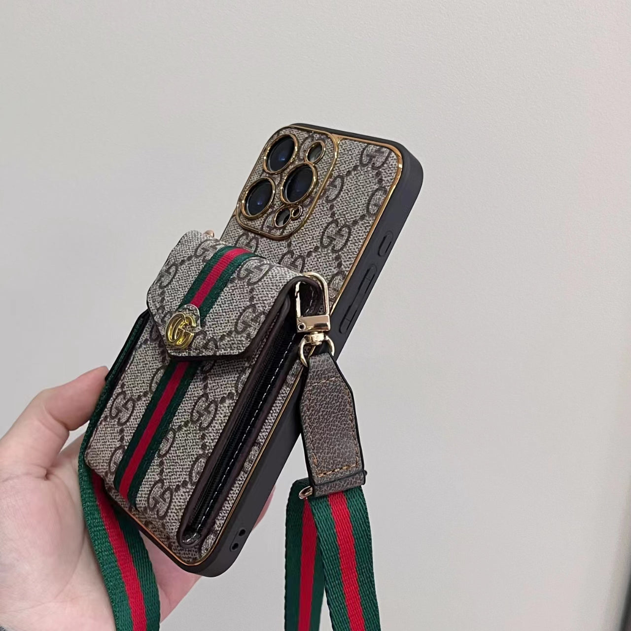 🔥 Full Cover Shockproof Leather Case with Wallet and Strap Phone Case Monogram iPhone Case