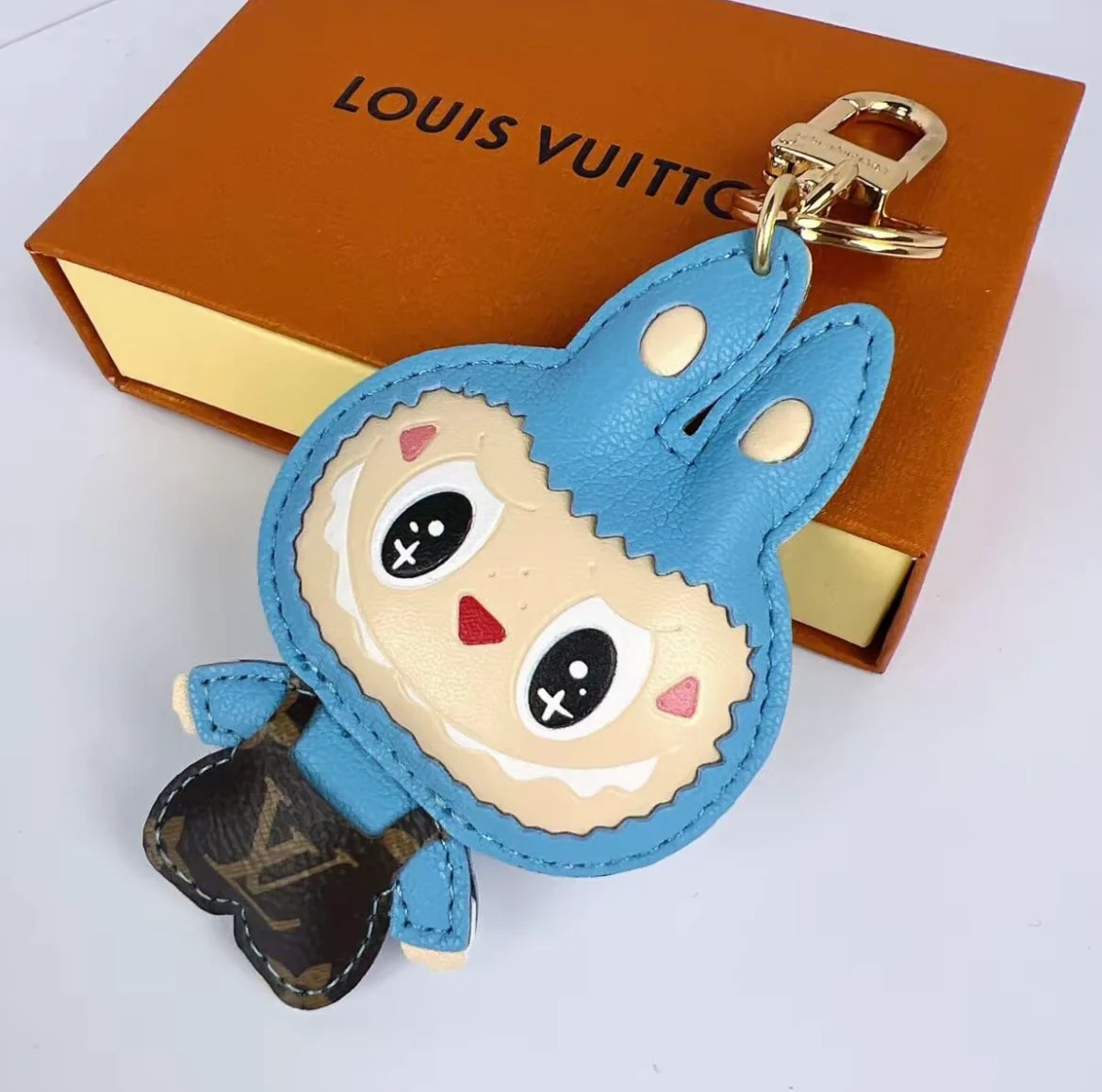 Patchwork Labubo Luxury Leather Keychain