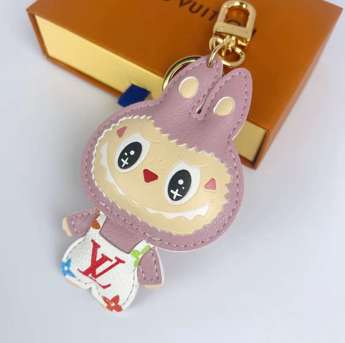 Patchwork Labubo Luxury Leather Keychain