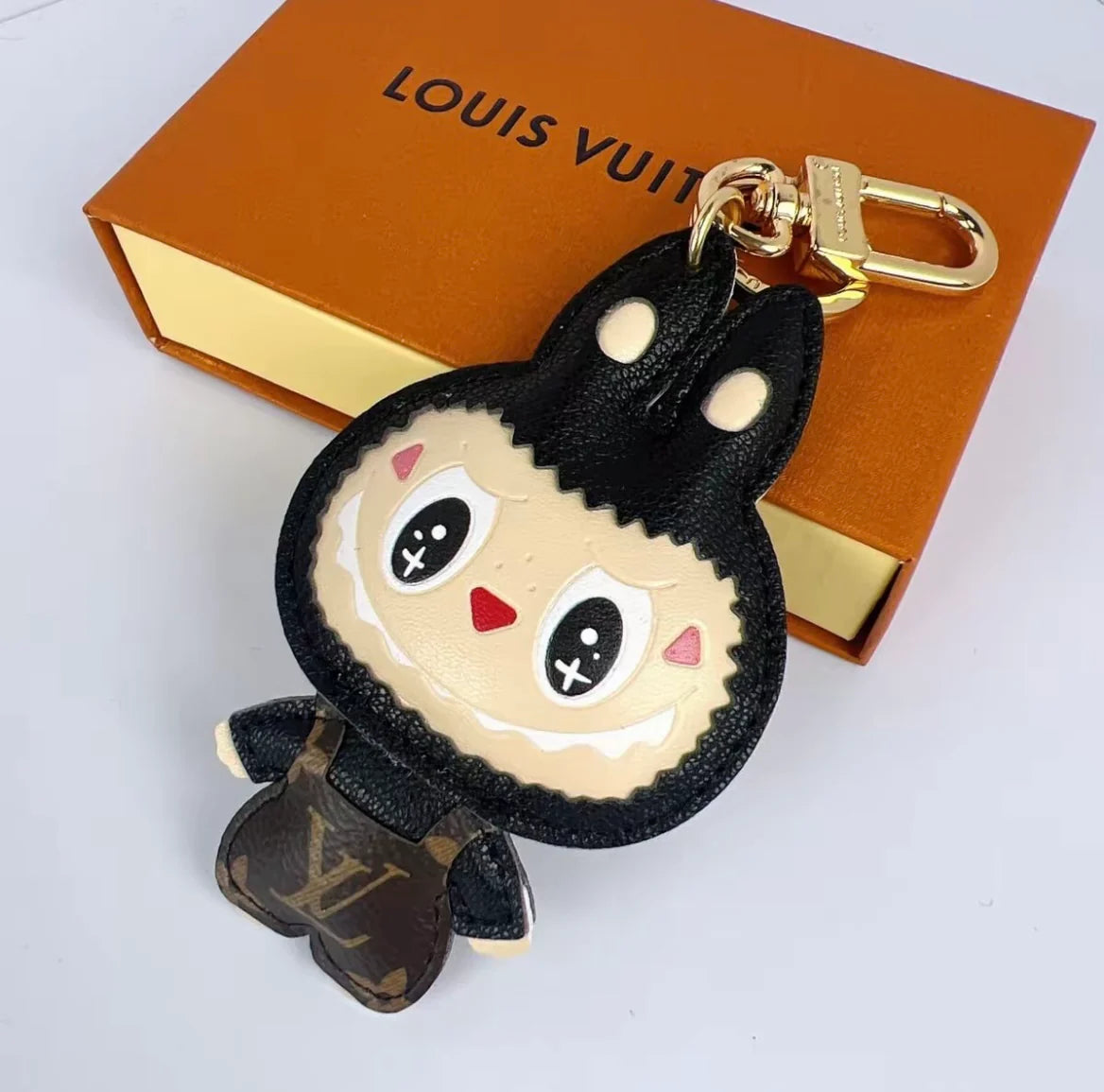 Patchwork Labubo Luxury Leather Keychain