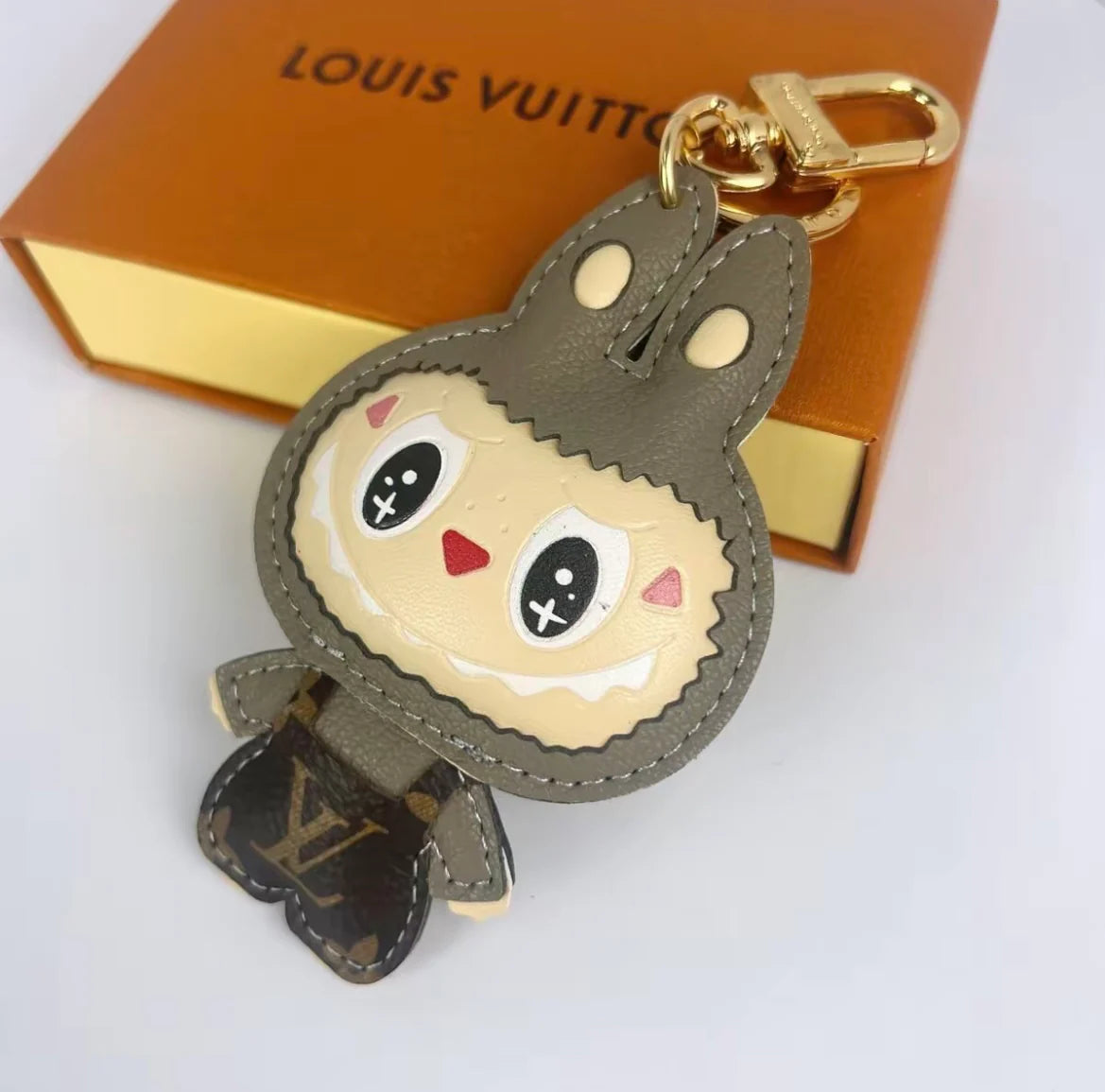 Patchwork Labubo Luxury Leather Keychain