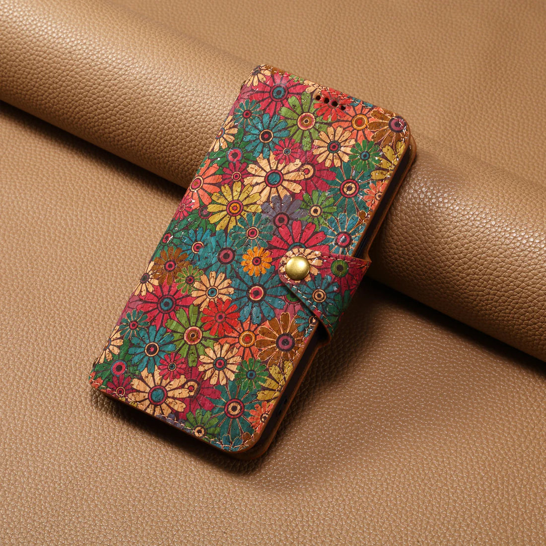 Flower Language Phone Case With Card Holder And Strap For iPhone Green-644008992037