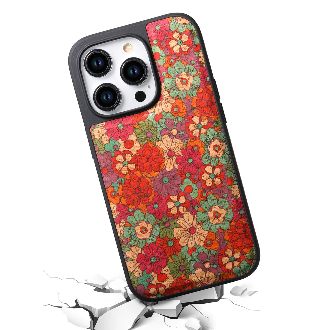 Magnet Leather Flower Pattern Phone Case For iPhone Red(Compatible With Magsafe)- 644008992112