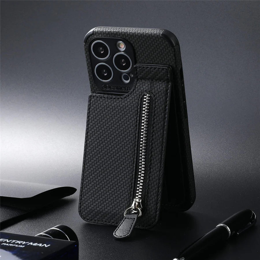 Zipper Cards Wallet Leather Phone Case For iPhone