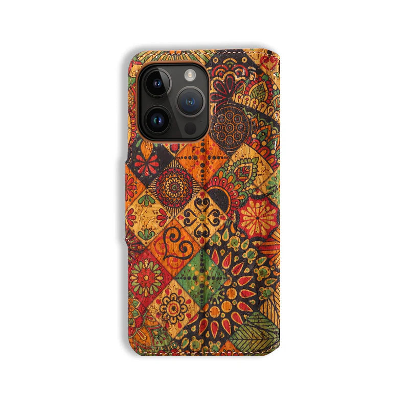 Flower Language Phone Case With Card Holder And Strap For iPhone Yellow-644008992044