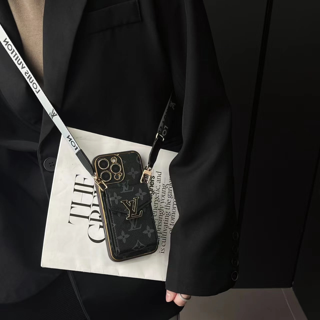 🔥 Full Cover Shockproof Leather Case with Wallet and Strap Phone Case Monogram iPhone Case