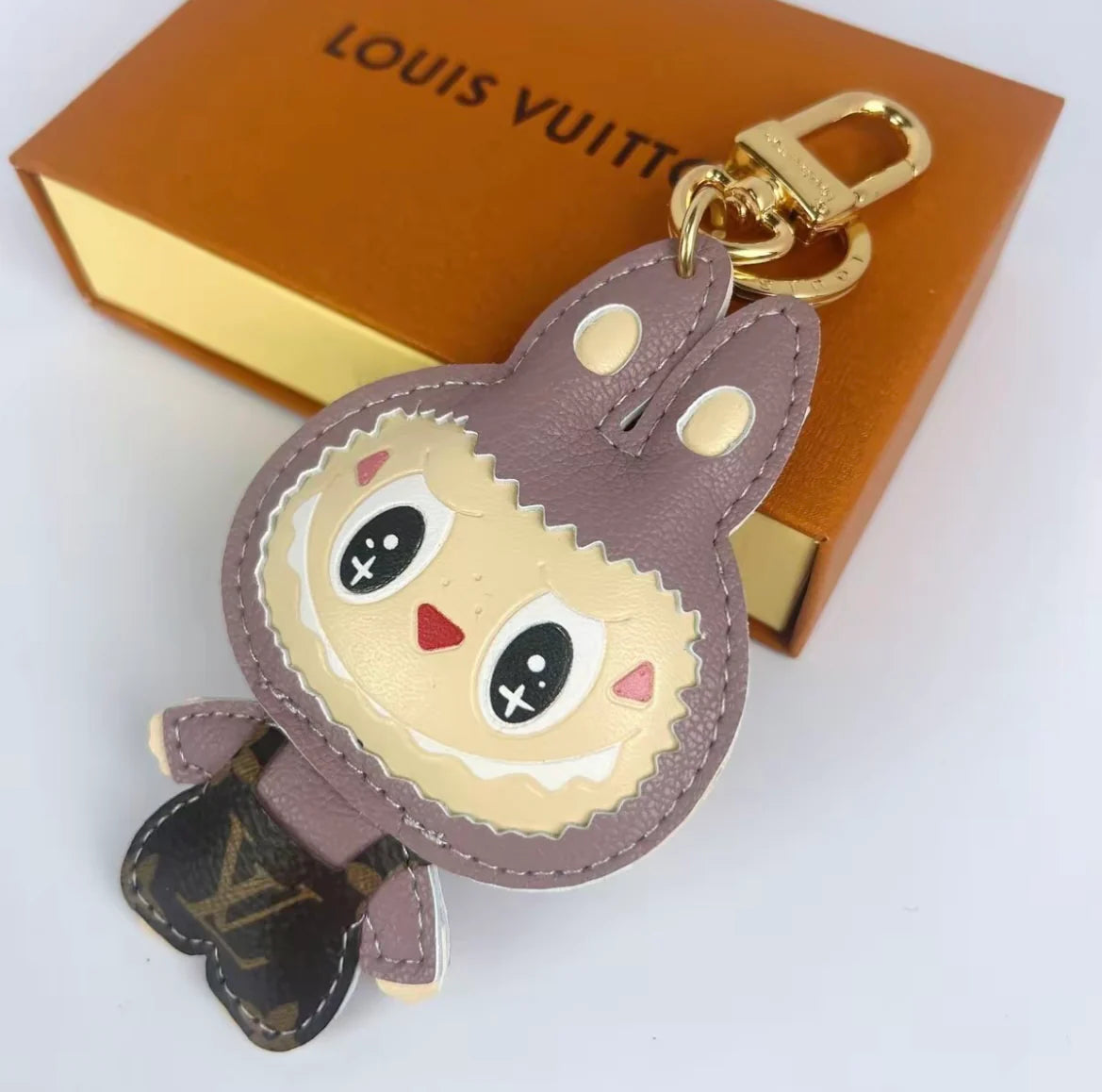 Patchwork Labubo Luxury Leather Keychain