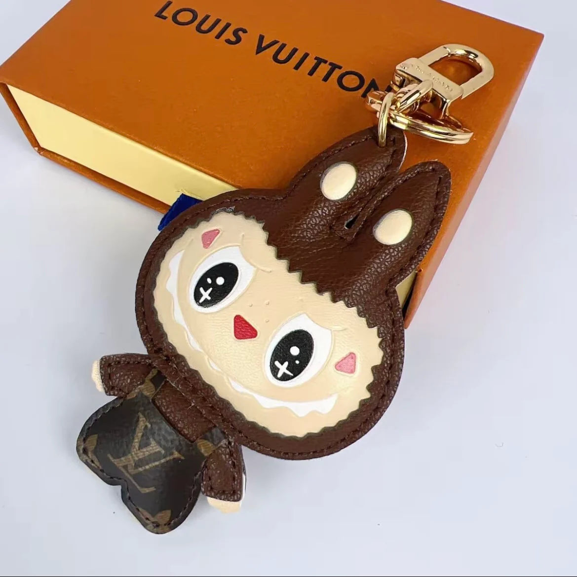 Patchwork Labubo Luxury Leather Keychain