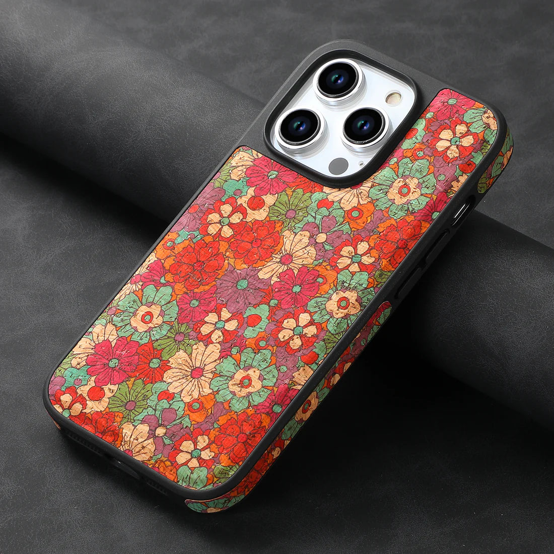 Magnet Leather Flower Pattern Phone Case For iPhone Red（Compatible With Magsafe）- 644008992112