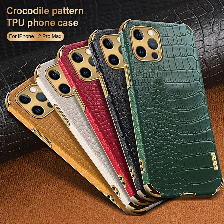 Luxury Faux Crocodile Soft Slim Leather Phone Case For iPhone