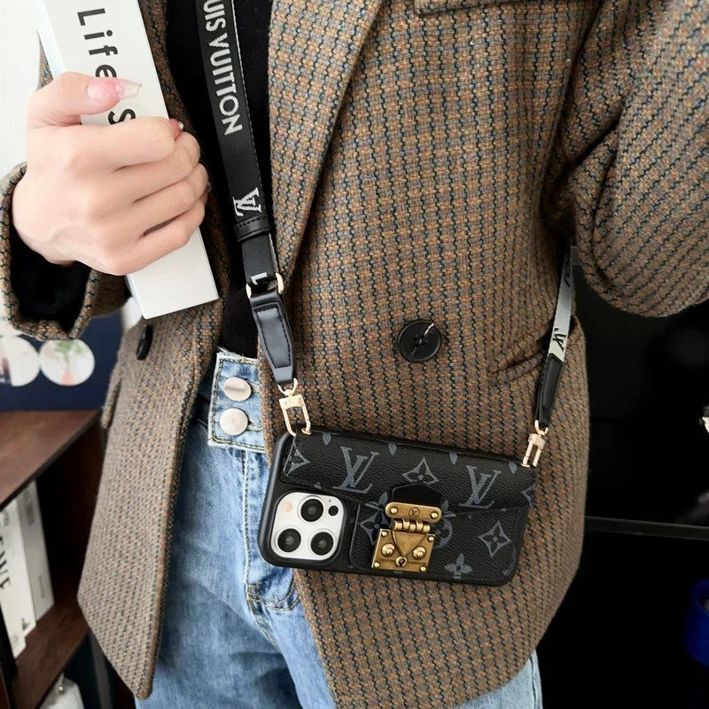 Lou Lock Card Bag Crossbody Chain iPhone Case