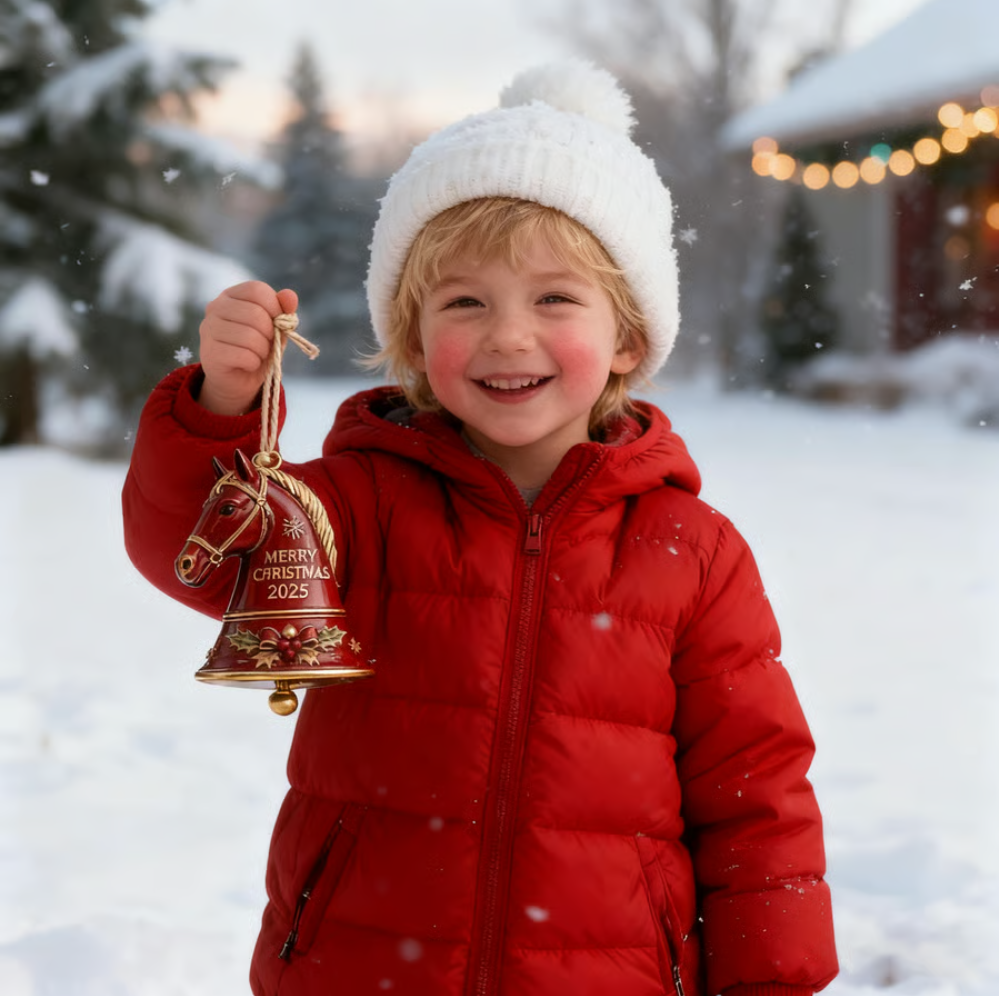 🐎 Handmade Horse Bell Ornament – Merry Christmas 2025🎄