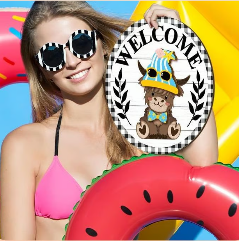 35pcs Interchangeable Welcome Sign Highland Cow Sign